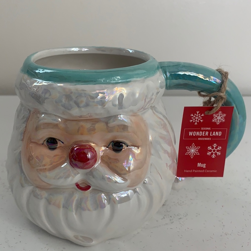 Christmas Santa Mug Vintage Mint Luster. 18 oz. New.